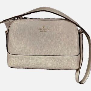 Kate Spade Hanna Crossbody Bag Neutral Pebbled Leather Milk Glass NWT